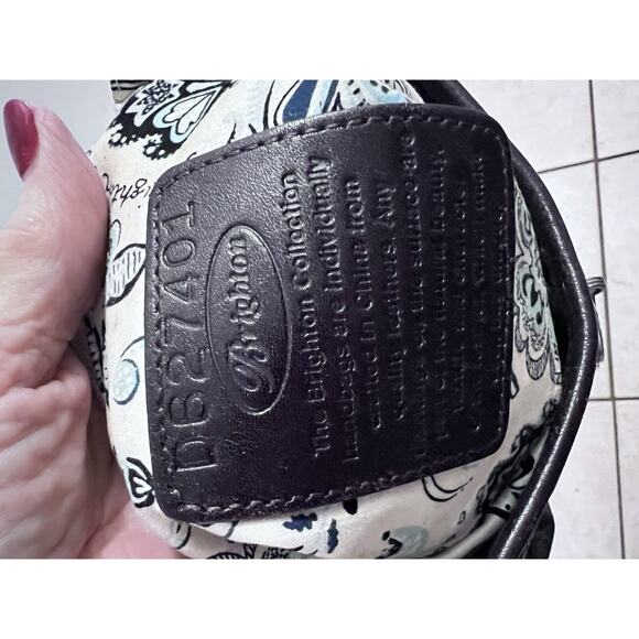 Brighton Vintage Black Pebble Brown Croc Leather Peyton Shoulder Bag 12 X 9 - Picture 14 of 14